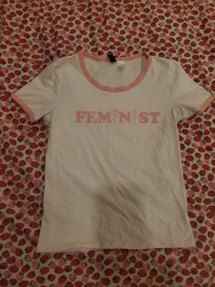 H&M Divided White Feminist T-Shirt - Size S