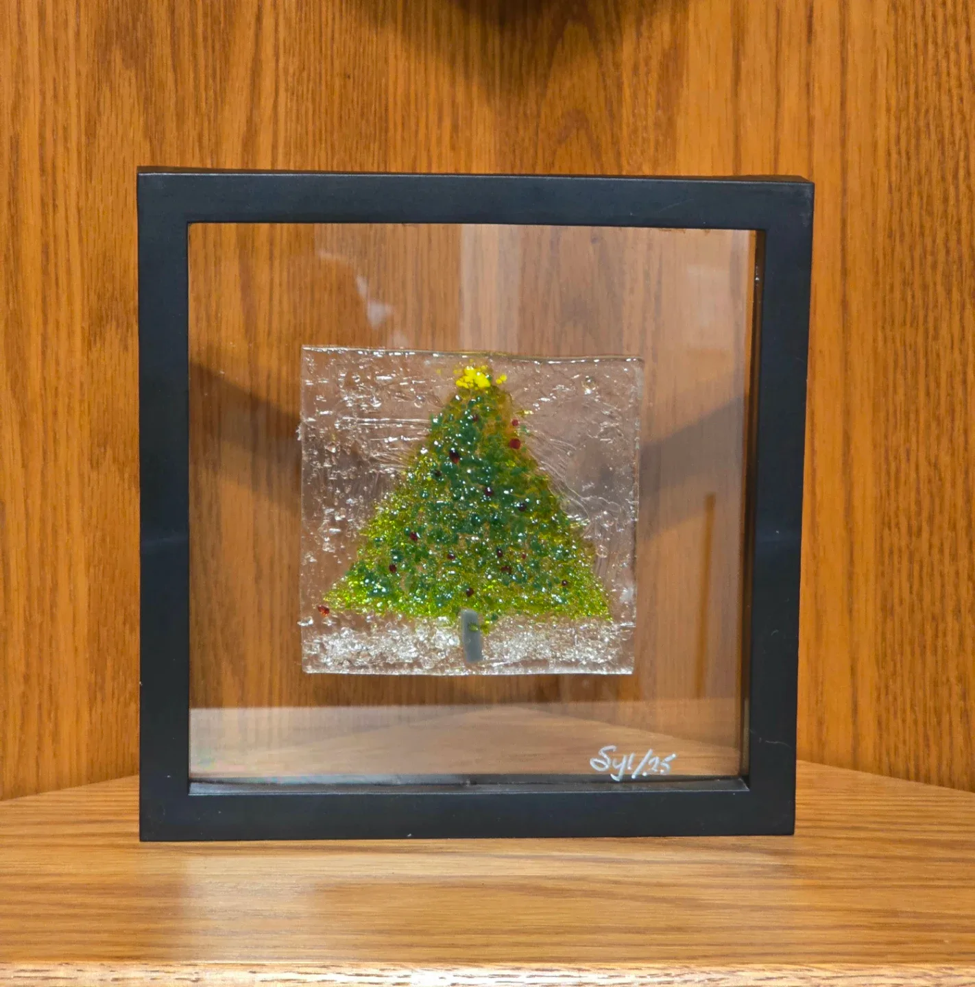 Fused Glass Christmas Tree Art - 6x6 Frame image indicator(2)