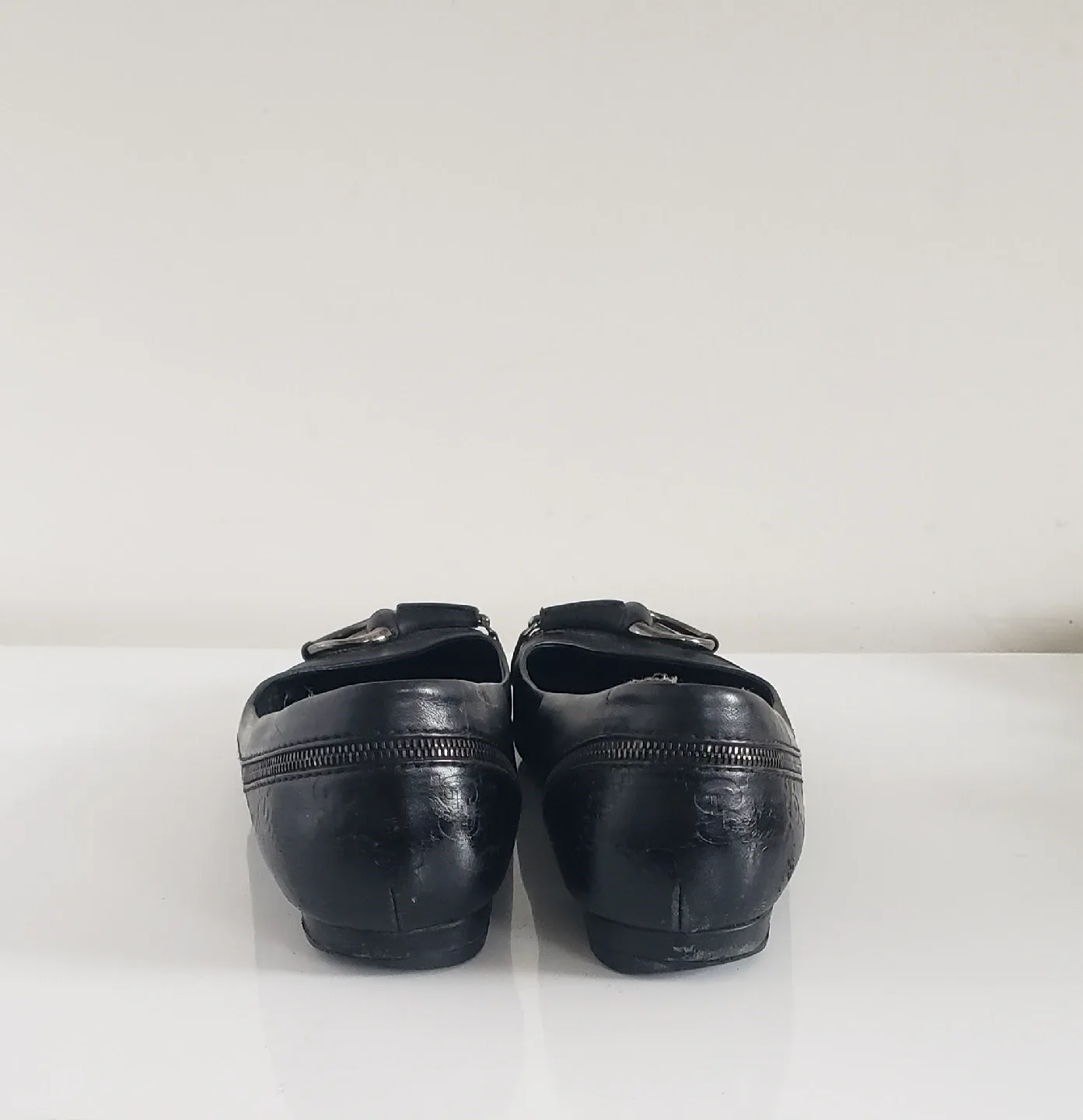 Gucci Black Monogram Leather Ballet Flats w Dustbag image indicator(3)