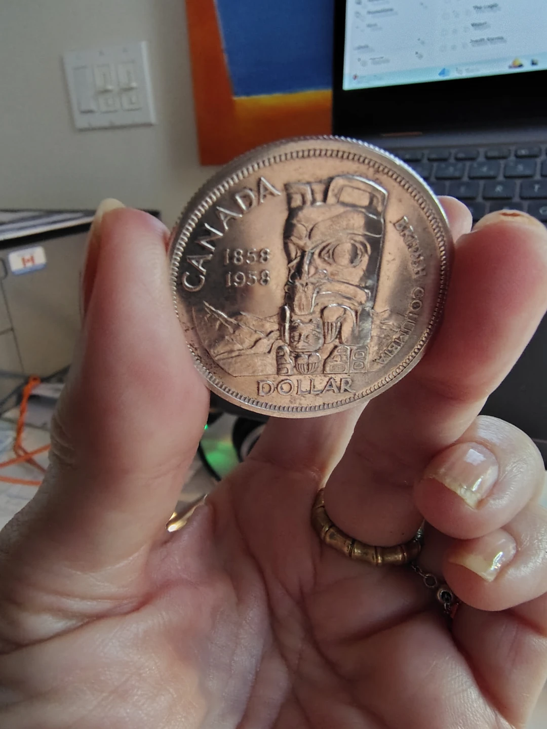 1958 Canada British Columbia Centennial Silver Dollar - photo 3