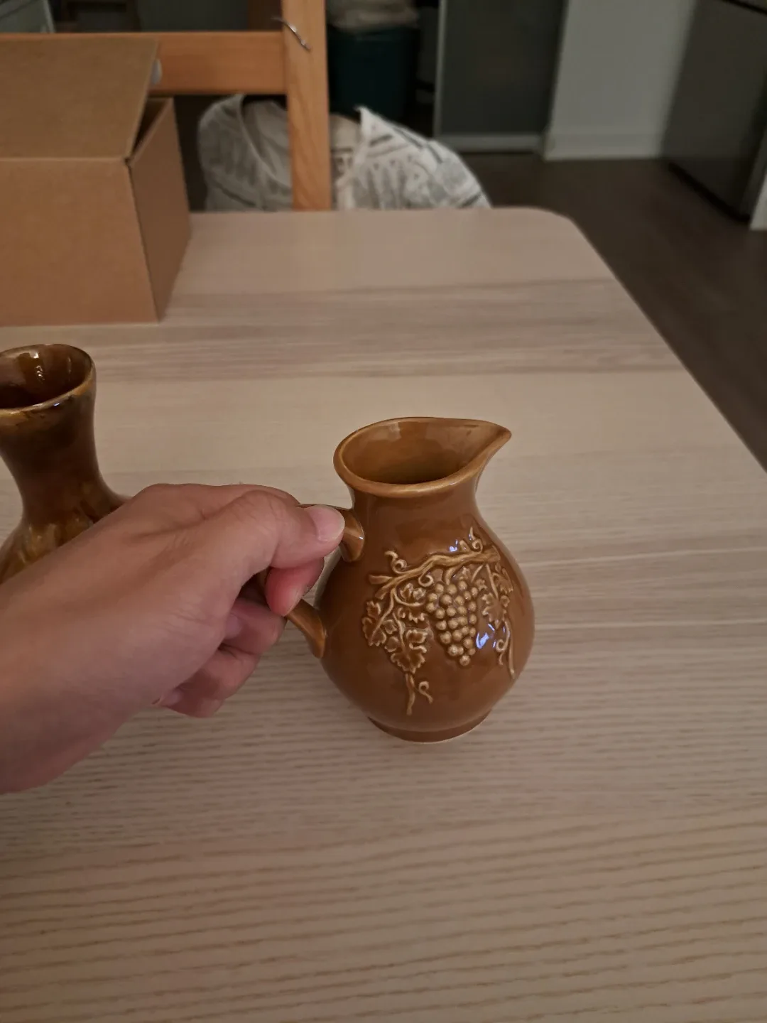 🥕 Vintage Brown Ceramic Pitcher & Vase Set 🥕 image indicator(3)