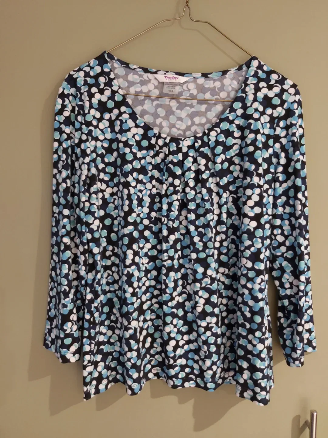 Tanjay Petite Blue Polka Dot Blouse - Size PS/P
