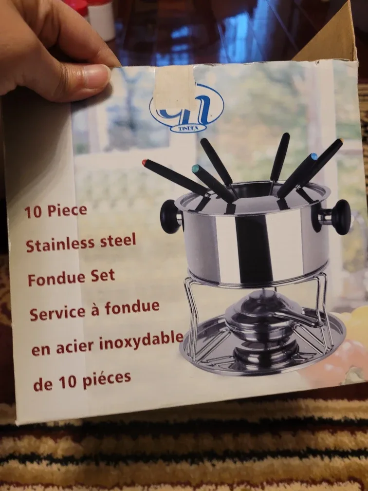 New Tinex 10-Piece Stainless Steel Fondue Set