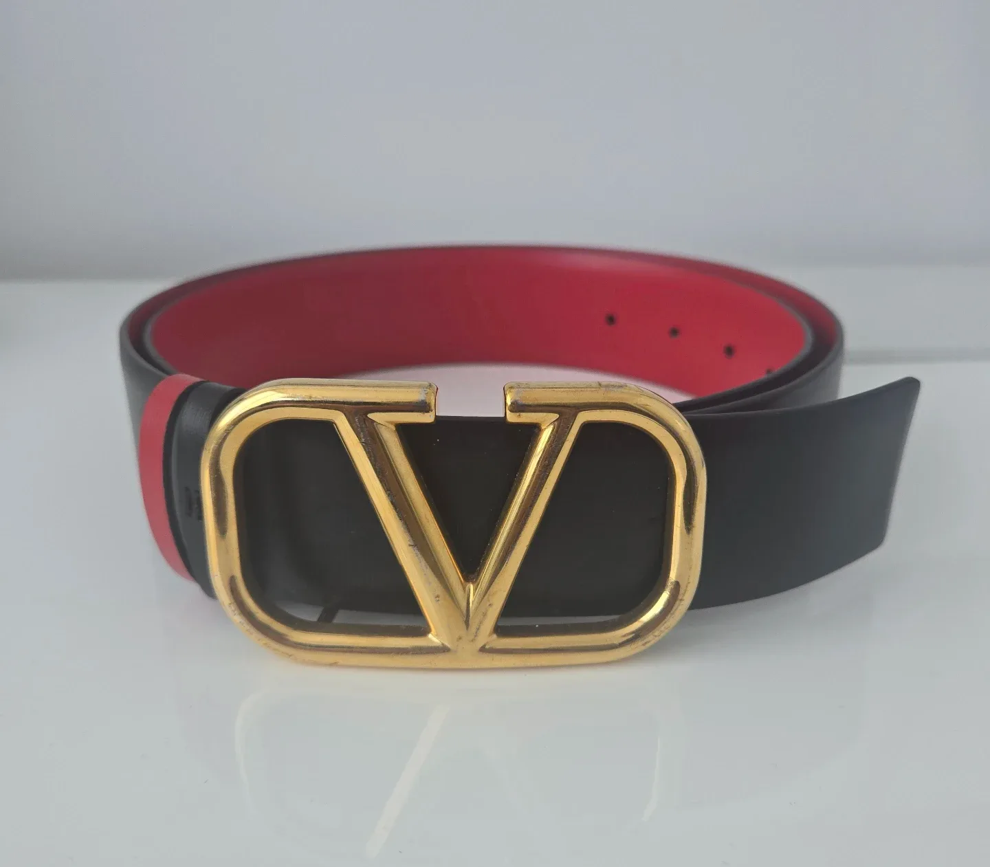Valentino Black & Red Leather Belt