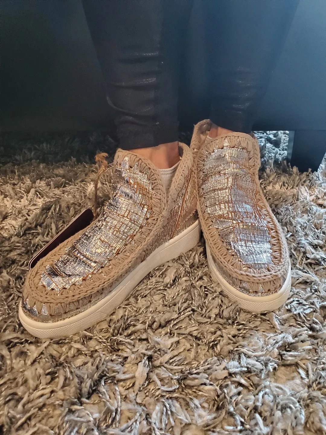 Mou Eskimo Metallic Ankle Boots, Size 6