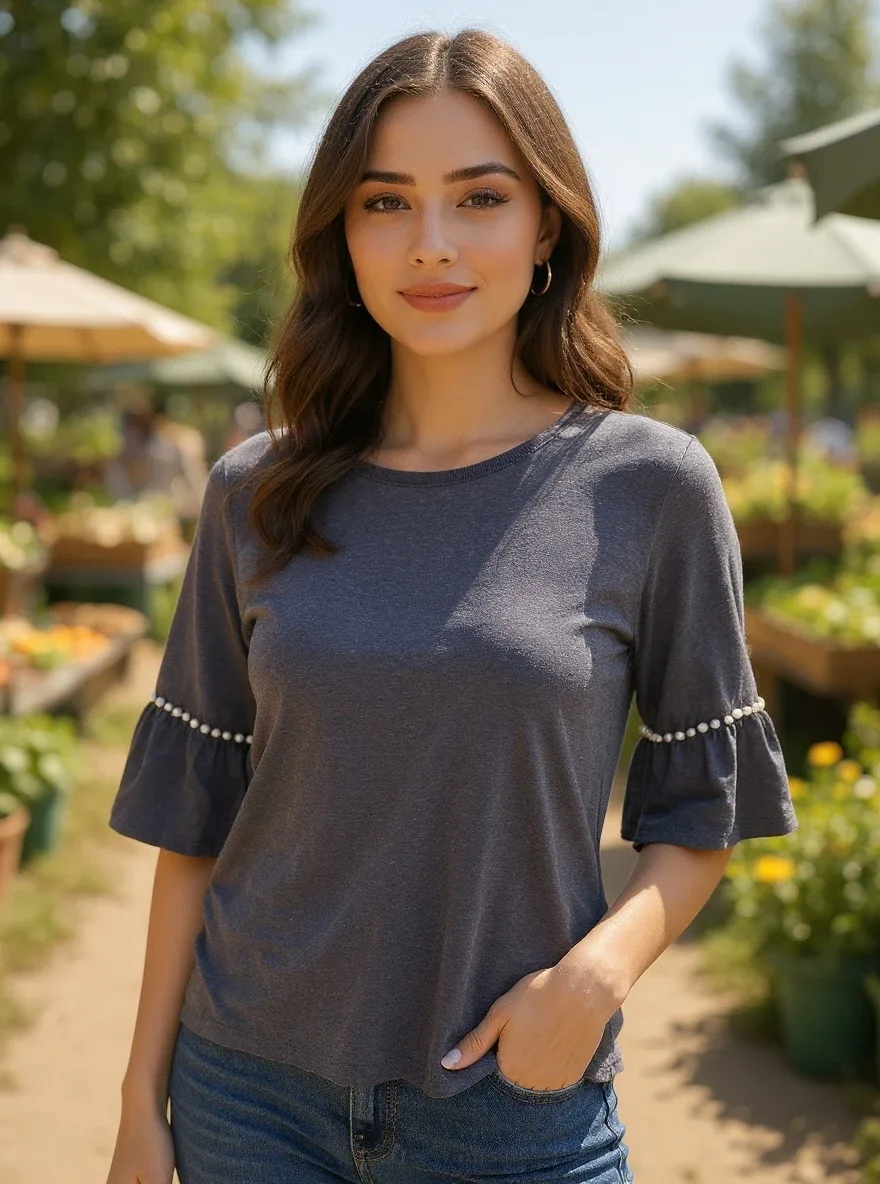 George Grey Pearl Sleeve Top