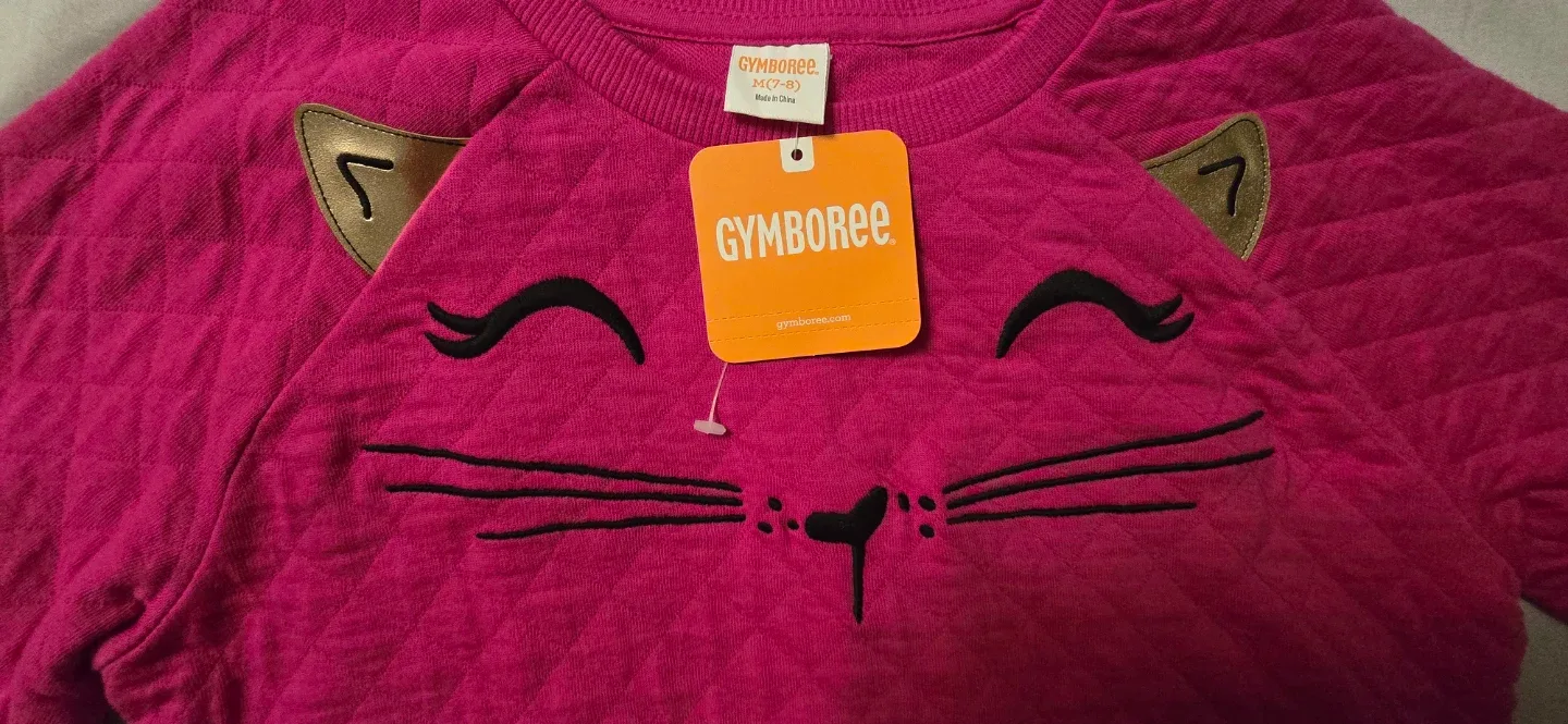 NEW! Gymboree Cat Face Quilted Pullover! - Size M (7-8) image indicator(2)