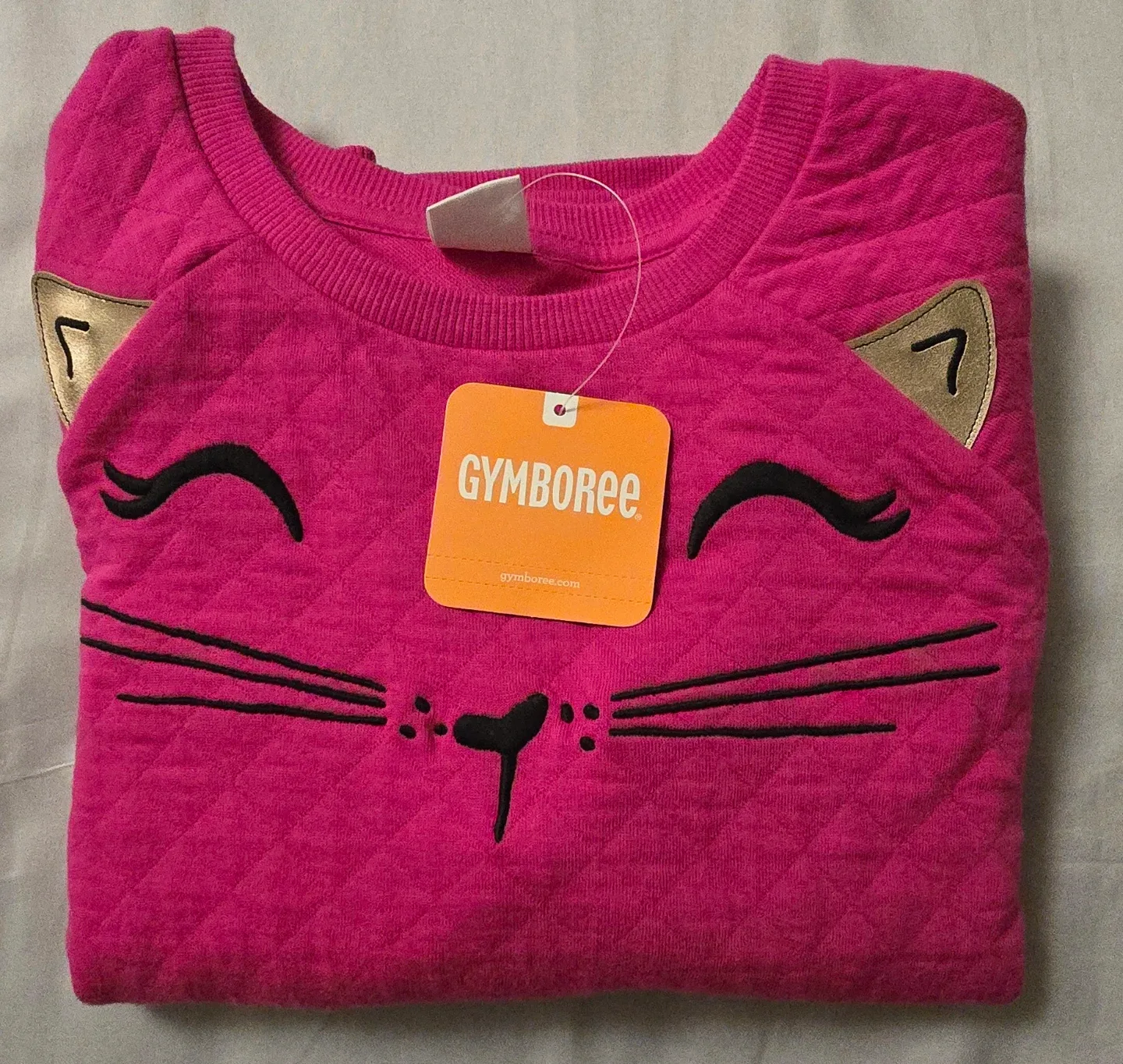 NEW! Gymboree Cat Face Quilted Pullover! - Size M (7-8) image indicator(4)