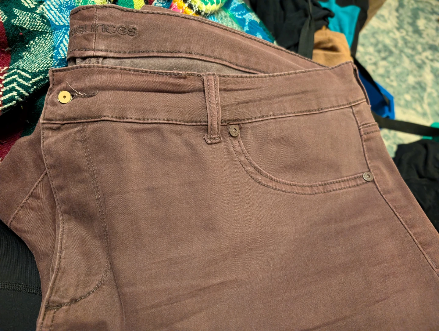 maurices red/brown pants - minor repair needed