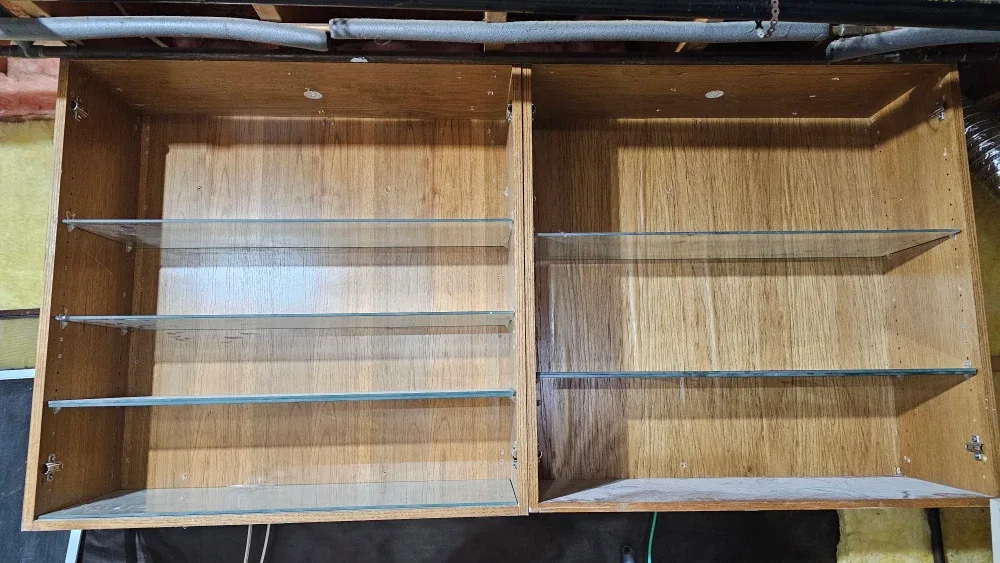 Wooden Wall Cabinet with Glass Shelves