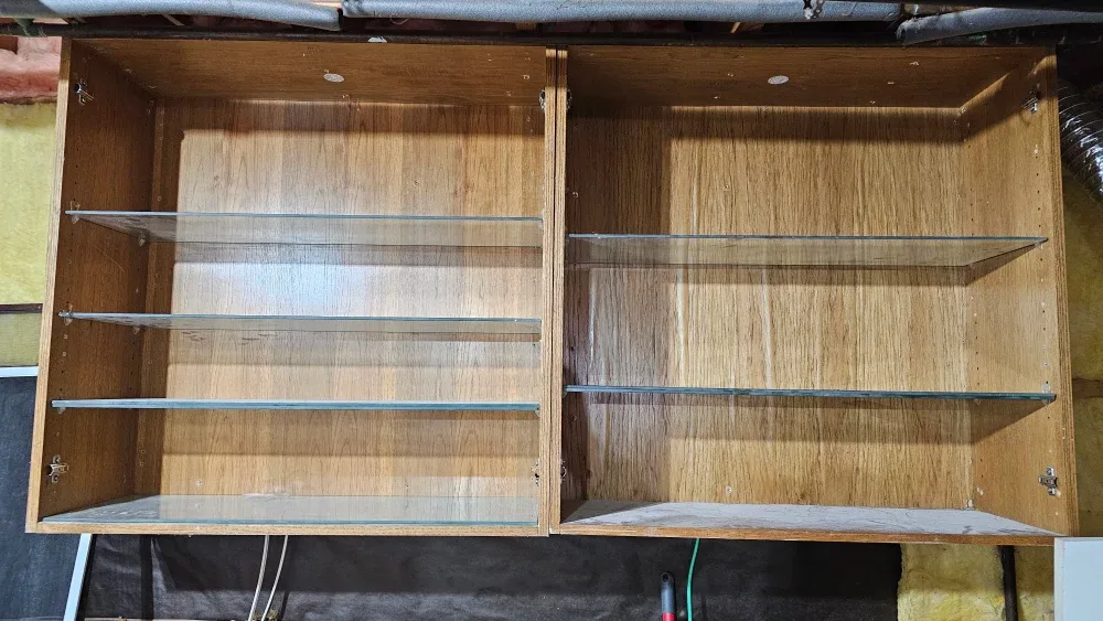 Wooden Wall Cabinet with Glass Shelves image indicator(2)