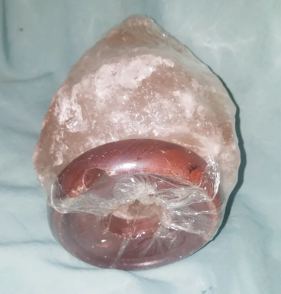 Himalayan Pink Salt Lamp Plain Wood Base w Cord and Bulb image indicator(4)