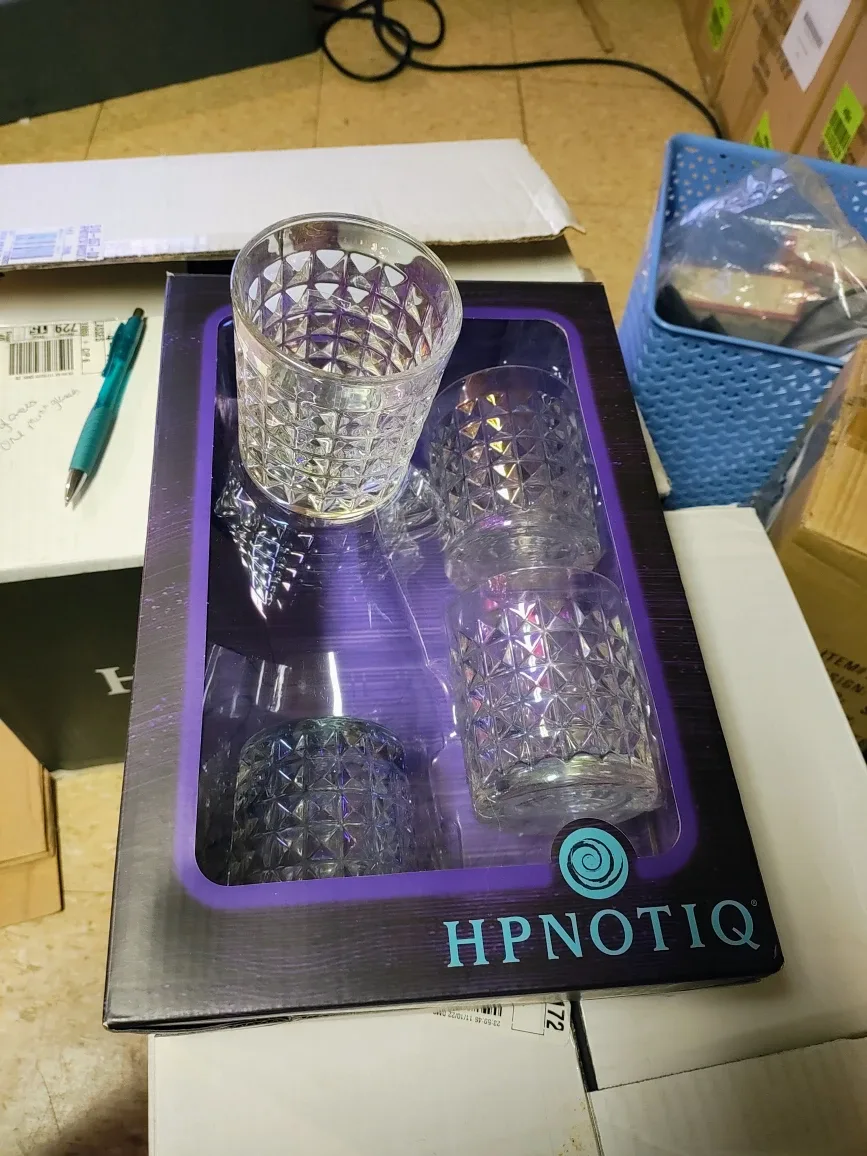 22 Hpnotiq Rainbow Pearlescent Rocks Whiskey/Water Glasses 8 Oz