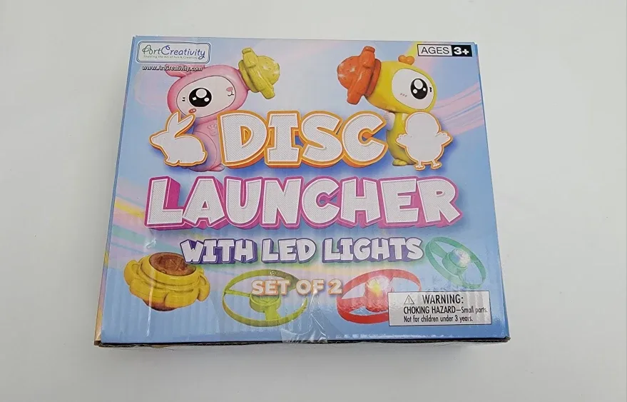 LED Disc Launcher Set 2 Launchers 6 Discs + 2 LED Spin Tops image indicator(2)