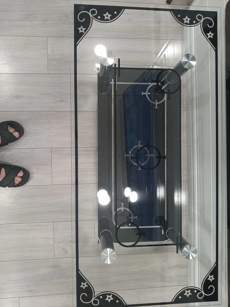 Glass Coffee Table - Black & Silver