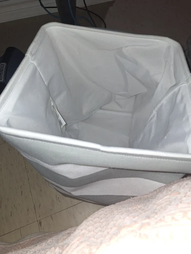 Striped Grey & White Laundry Basket