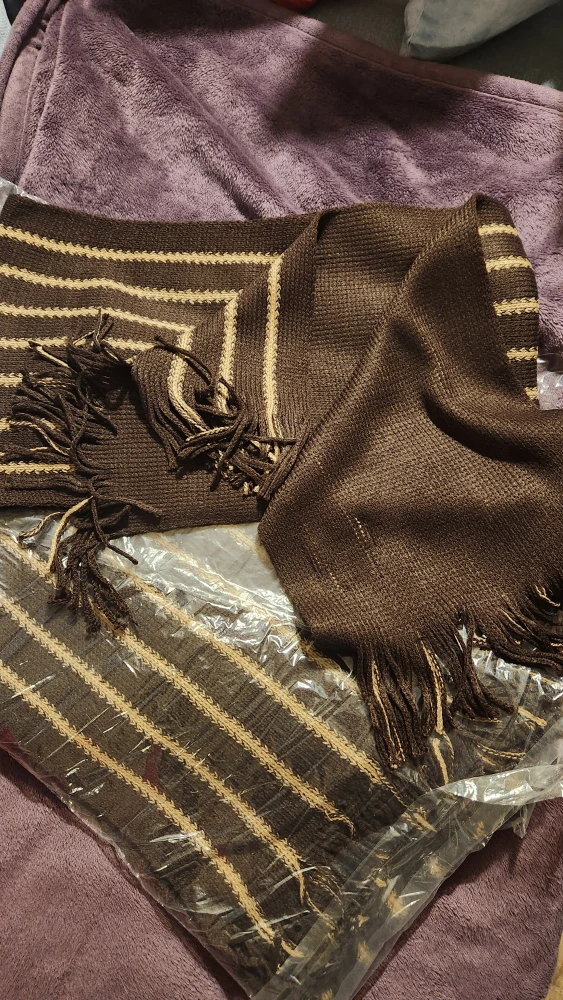 NEW Brown Striped Scarf with Fringes