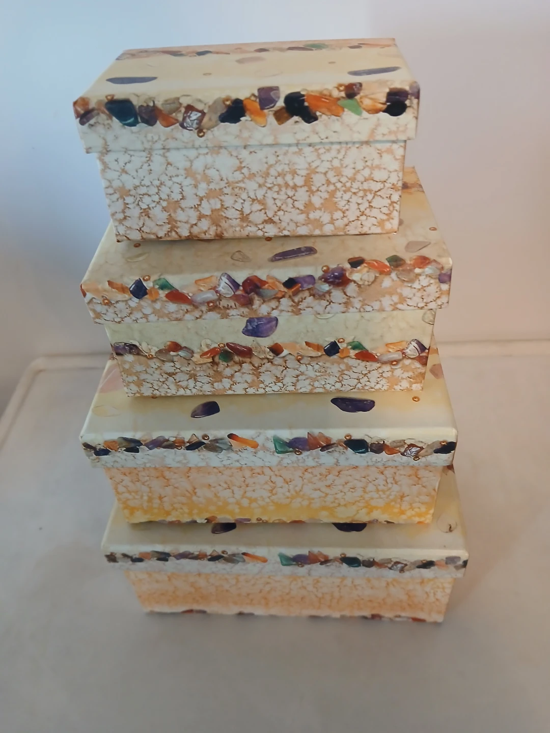 4 Decorative Stacking/Nesting Boxes available. Non-negotiable.