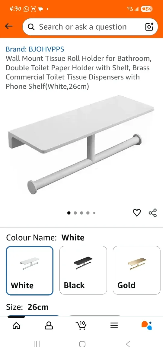 Wall Mount Tissue Holder - White, 26cm