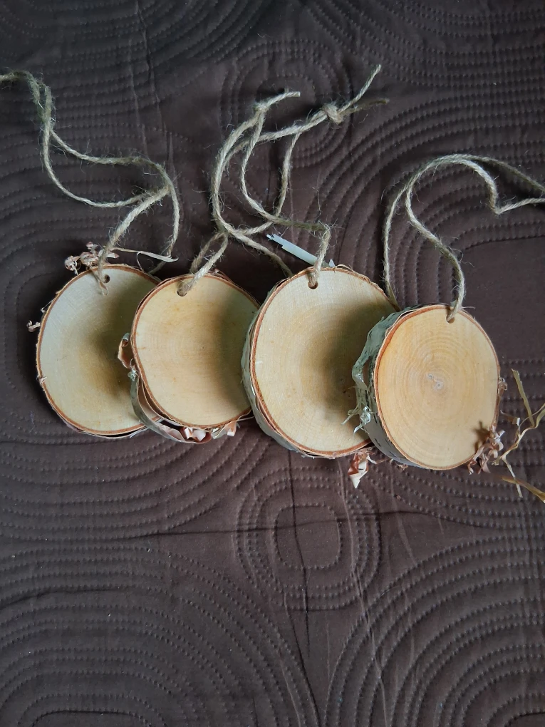 Birch Wood Slice Ornaments (Set of 4)