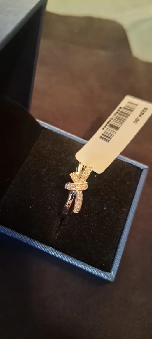 925 Sterlin silver  with Natural Diamond Ring 0.12 CTW size 5 image indicator(4)