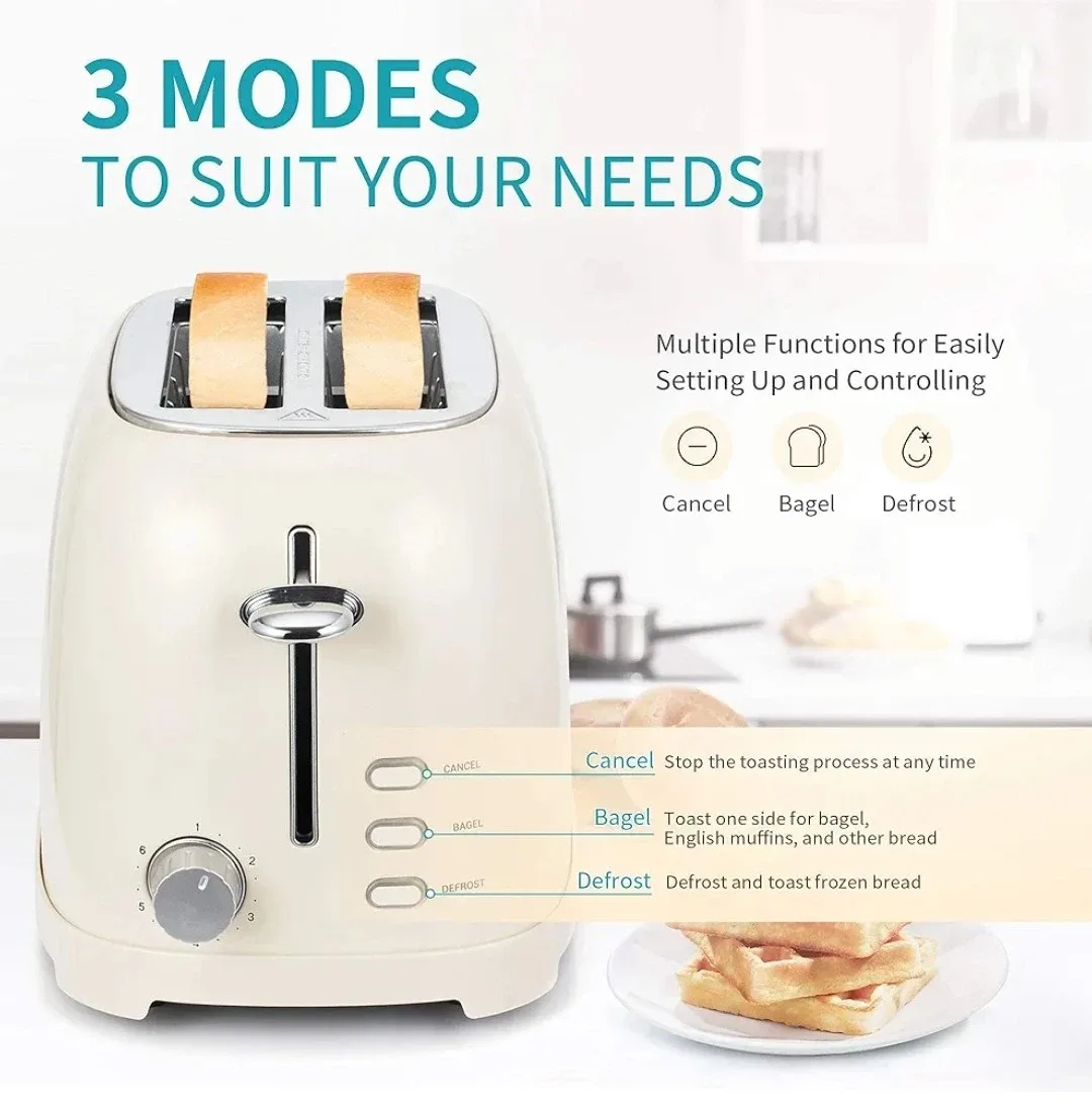 ULTREAN 2-Slice Toaster - Retro Beige image indicator(6)