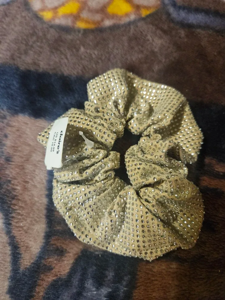 Claire's Rhinestone Scrunchie - Gold
