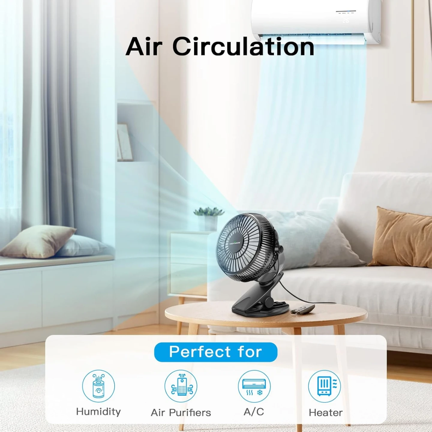 USB Desk Fan, 4 Inch Clip on Fan, 2 Speed USB Fan - photo 5