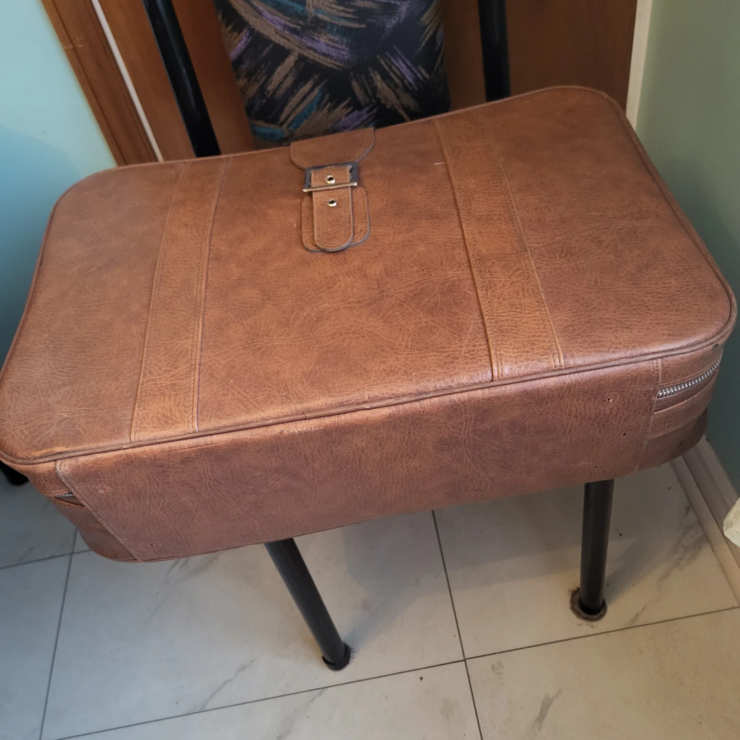 Vintage Brown Suitcase with handbag