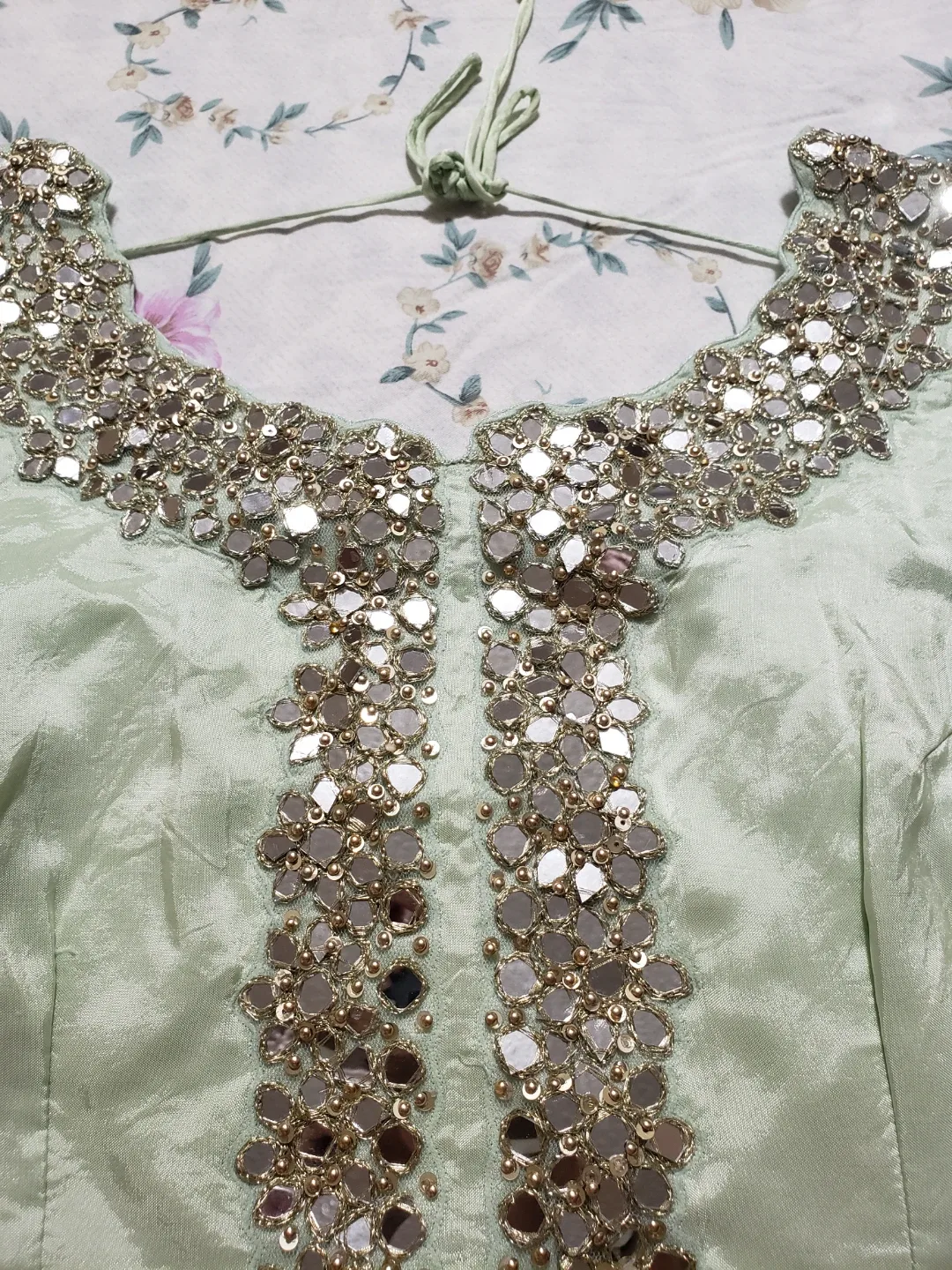 Mint Green  Shrara Suit in Silk