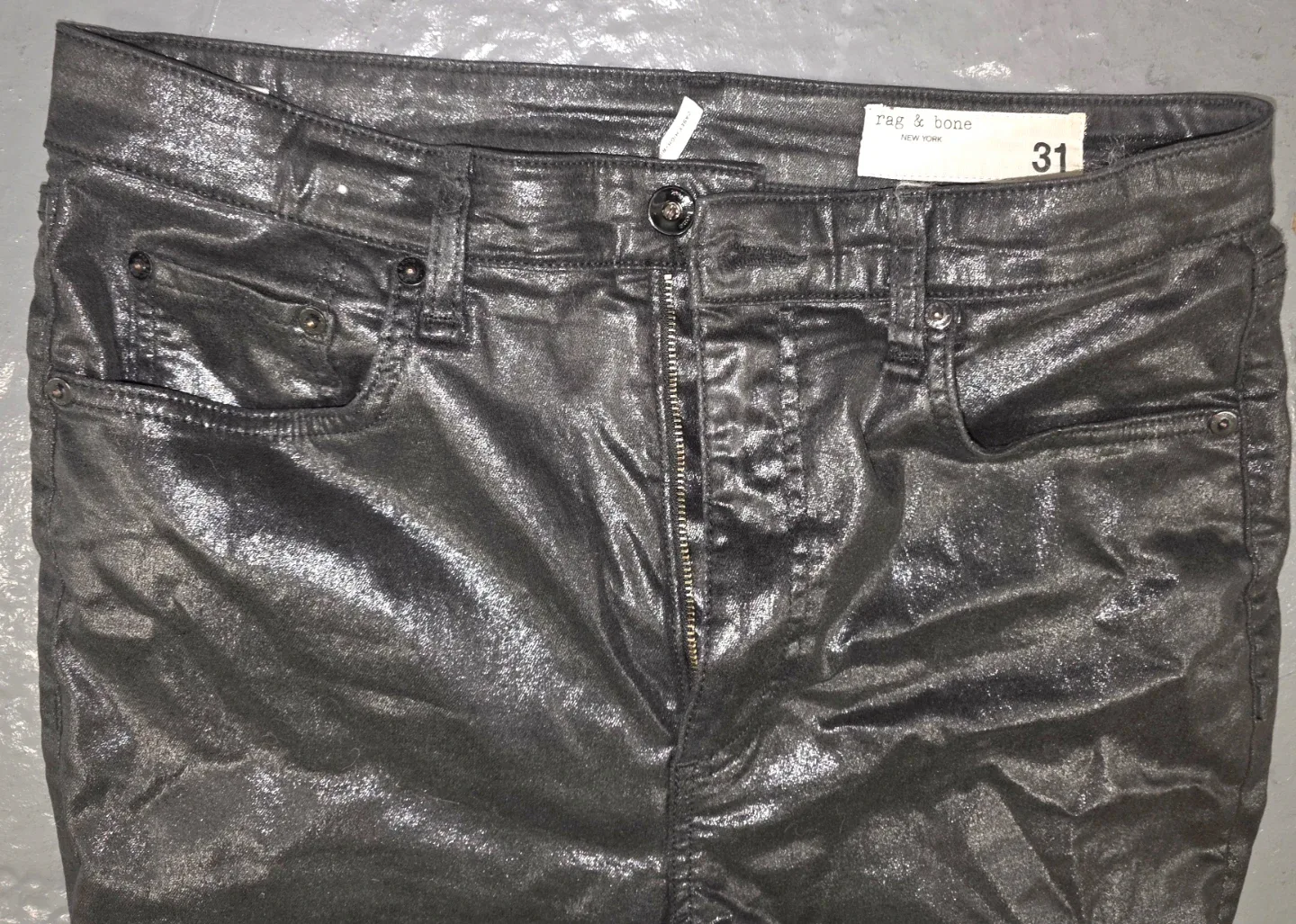 Rag & Bone Black Coated Jeans - Size 31 image indicator(2)