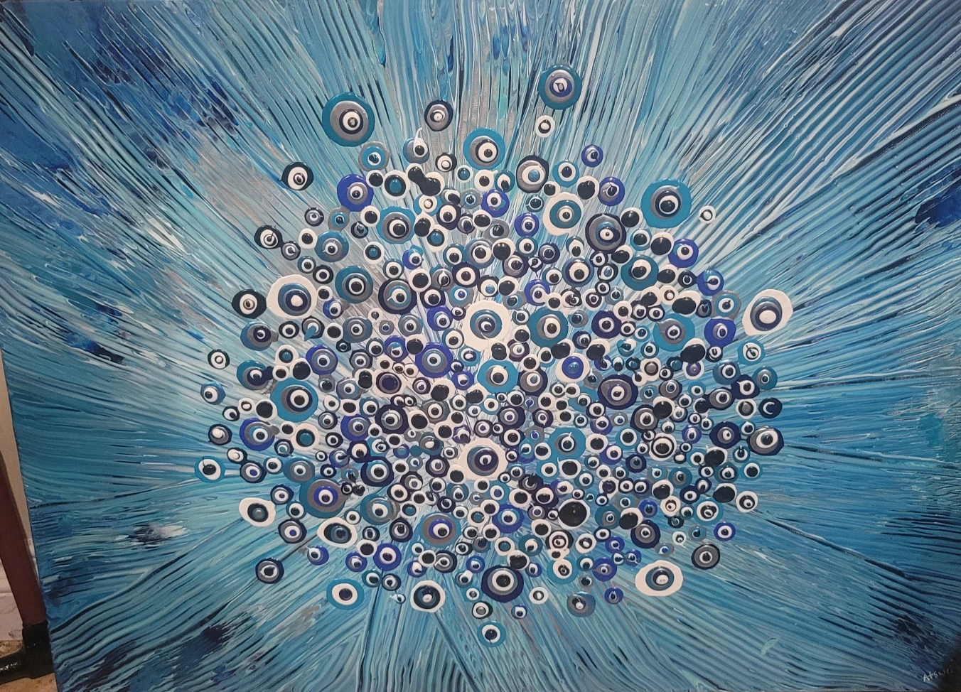 Abstract Art Blue Burst Painting