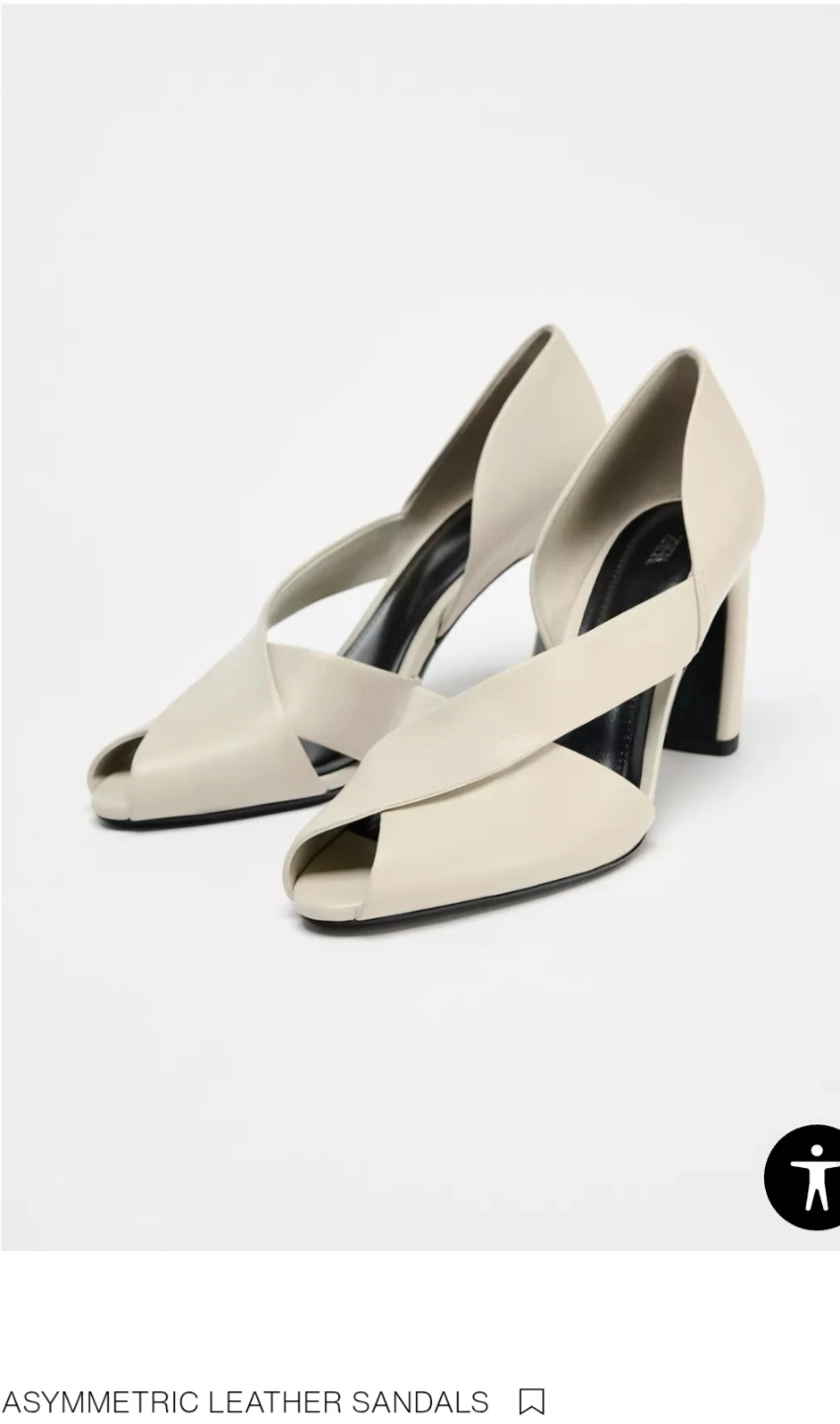 Zara Asymmetric Leather Sandals - Size 8