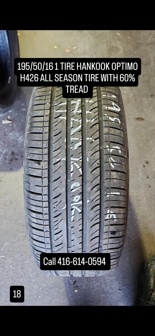 Hankook Optimo H426 195/50/16 Tire - 60% Tread