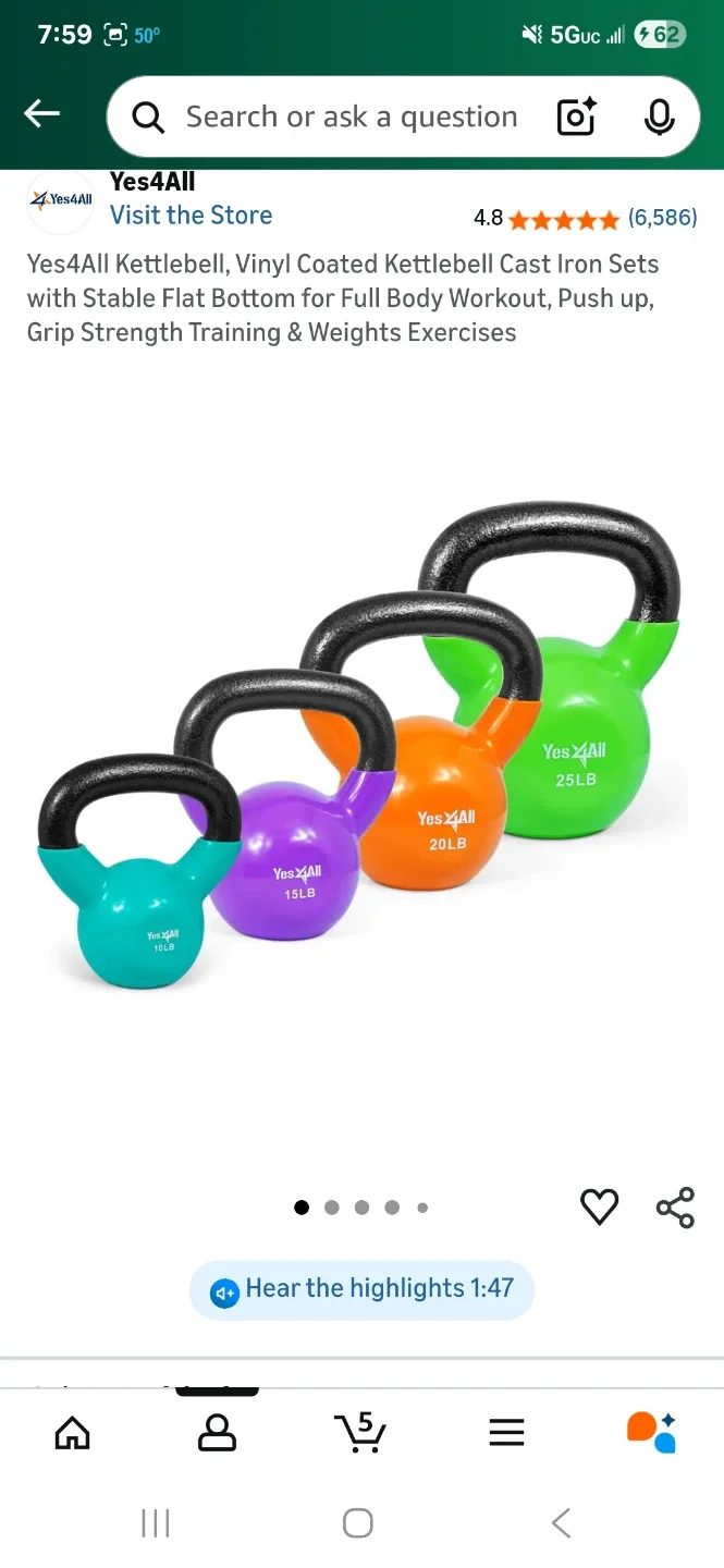 Yes4All Kettlebells: 10, 15, 20 LB 25 LB image indicator(4)
