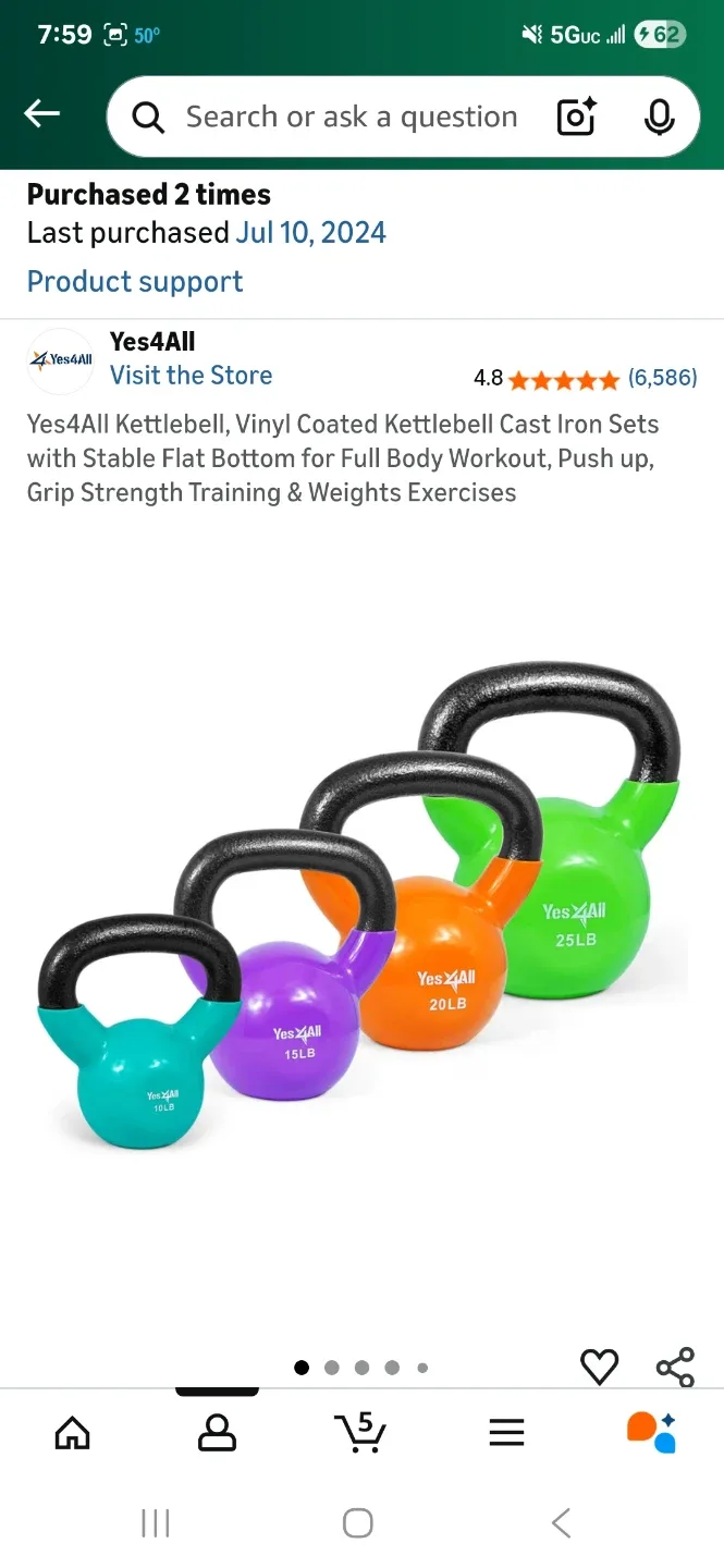 Yes4All Kettlebells: 10, 15, 20 LB 25 LB image indicator(5)