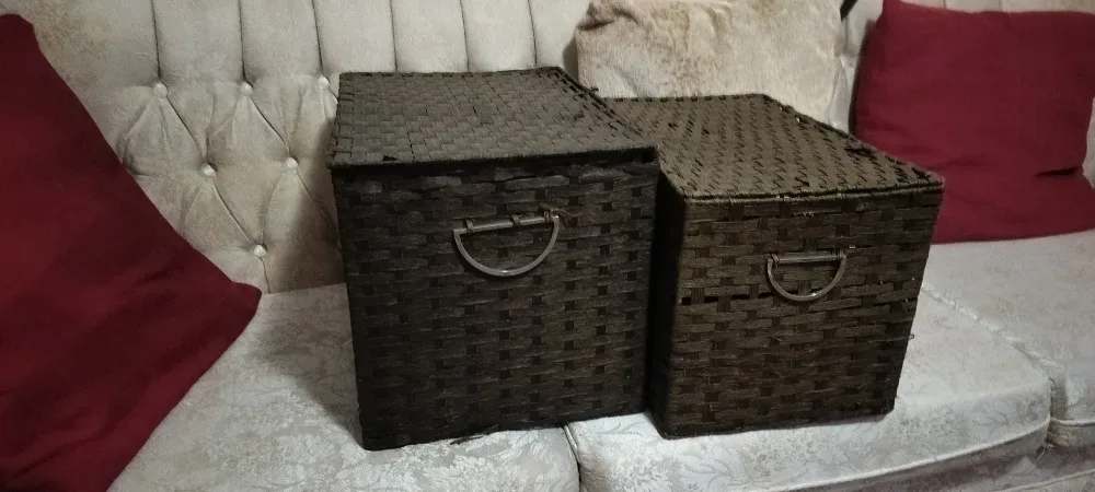 Woven Storage Baskets with Lids - Set of 2 image indicator(4)