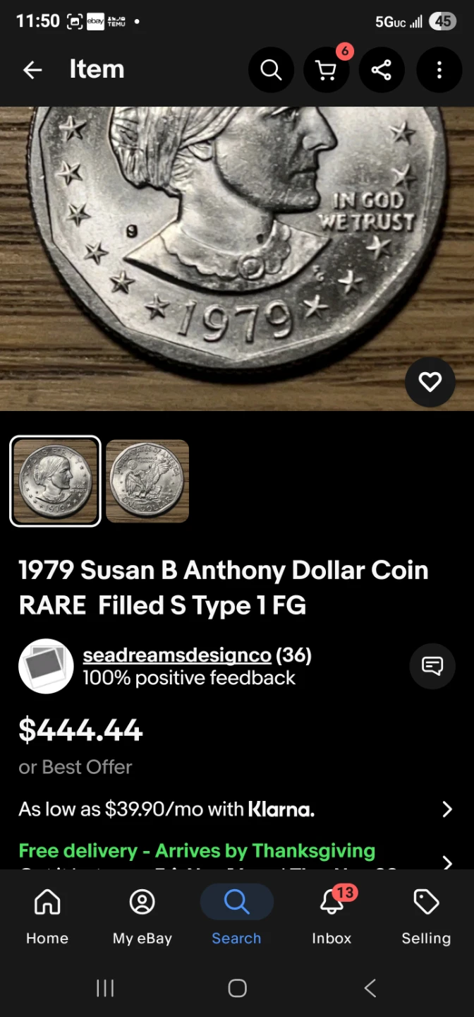 1979 Susan B Anthony Dollar Coin - photo 3