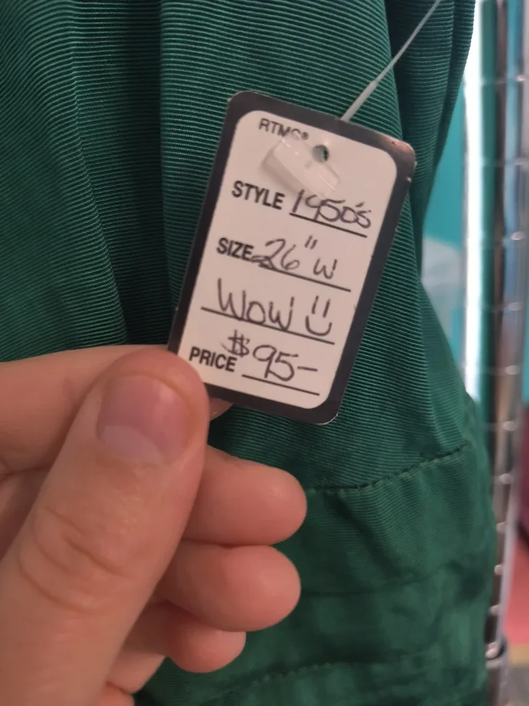 1950s Vintage Emarld Green Dress - Size 26 image indicator(2)