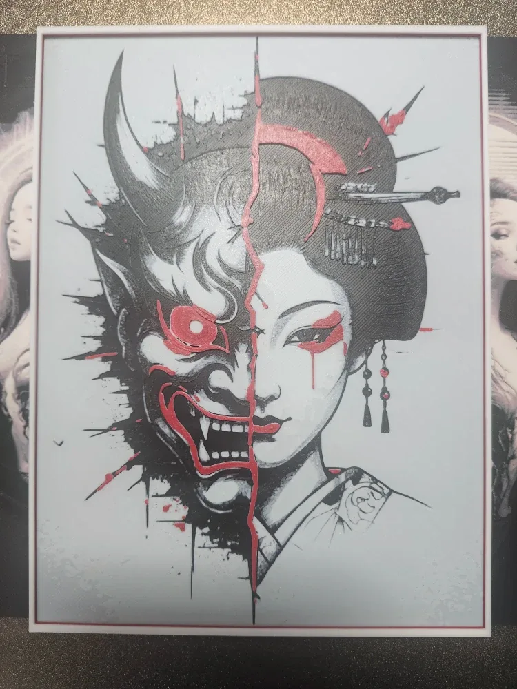 Framed 3D Art Print - Geisha & Demon
