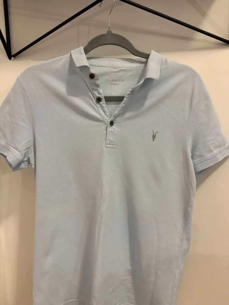 AllSaints Polo Shirt - XS - Light Blue
