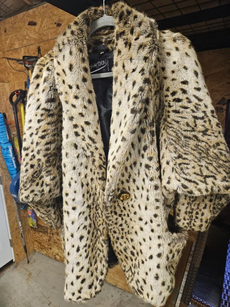 Shaytoon XS Leopard Print Faux Fur Coat
