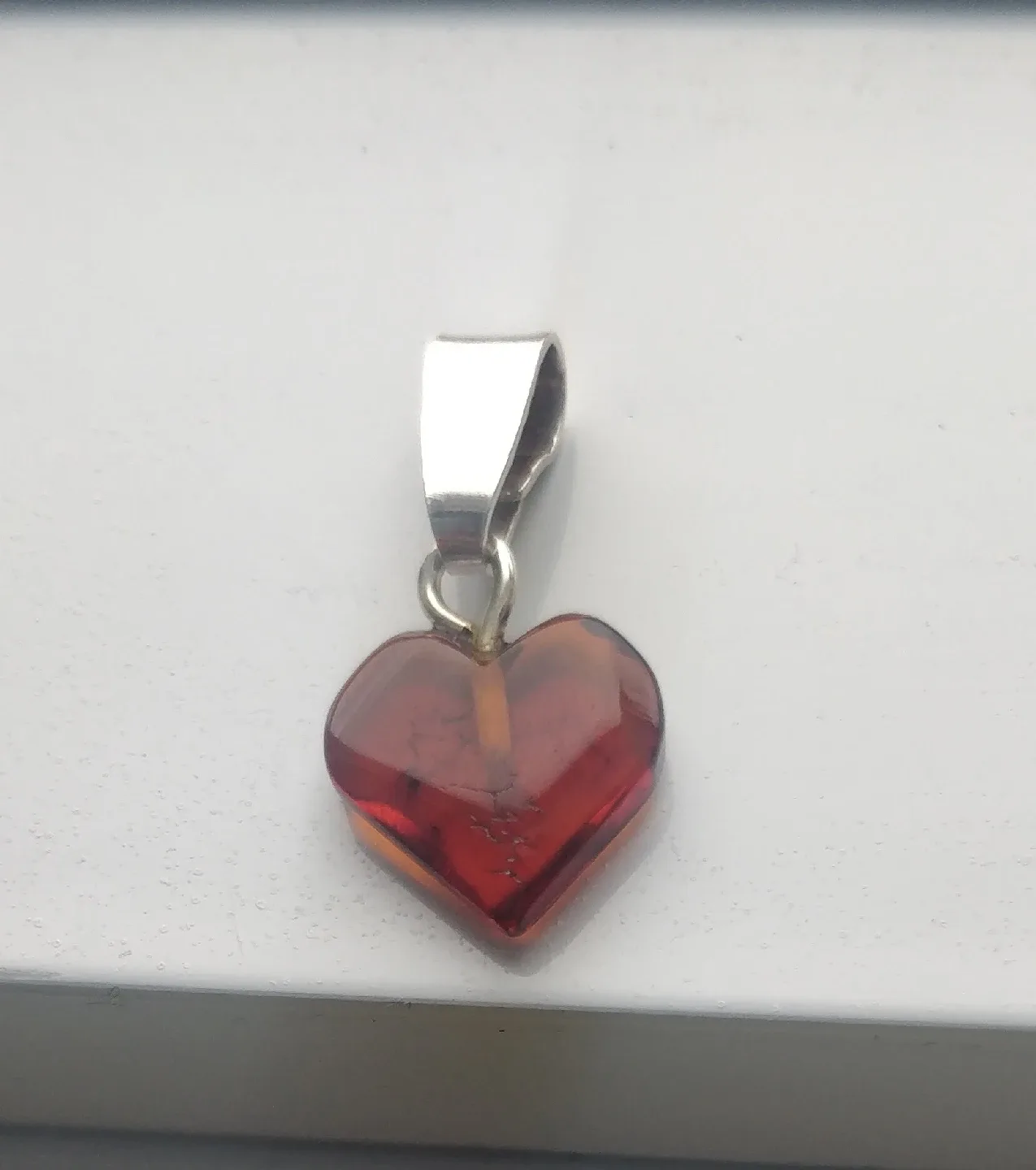 Heart-Shaped Amber Pendant