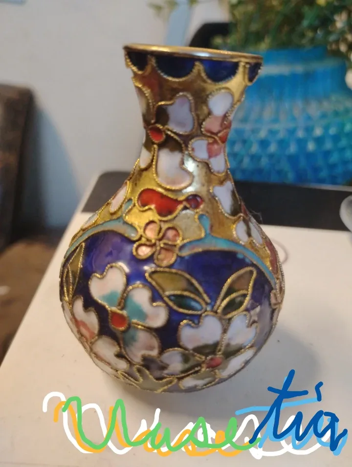 Vintage Cloisonné Vase - Floral Design