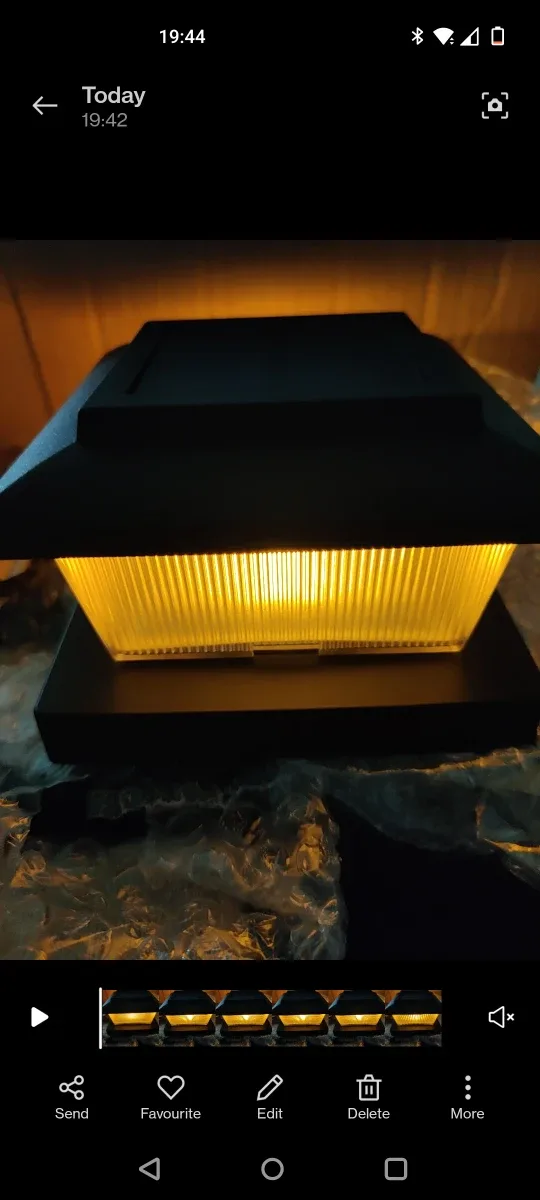 Solar Black Outdoor Post with flickering