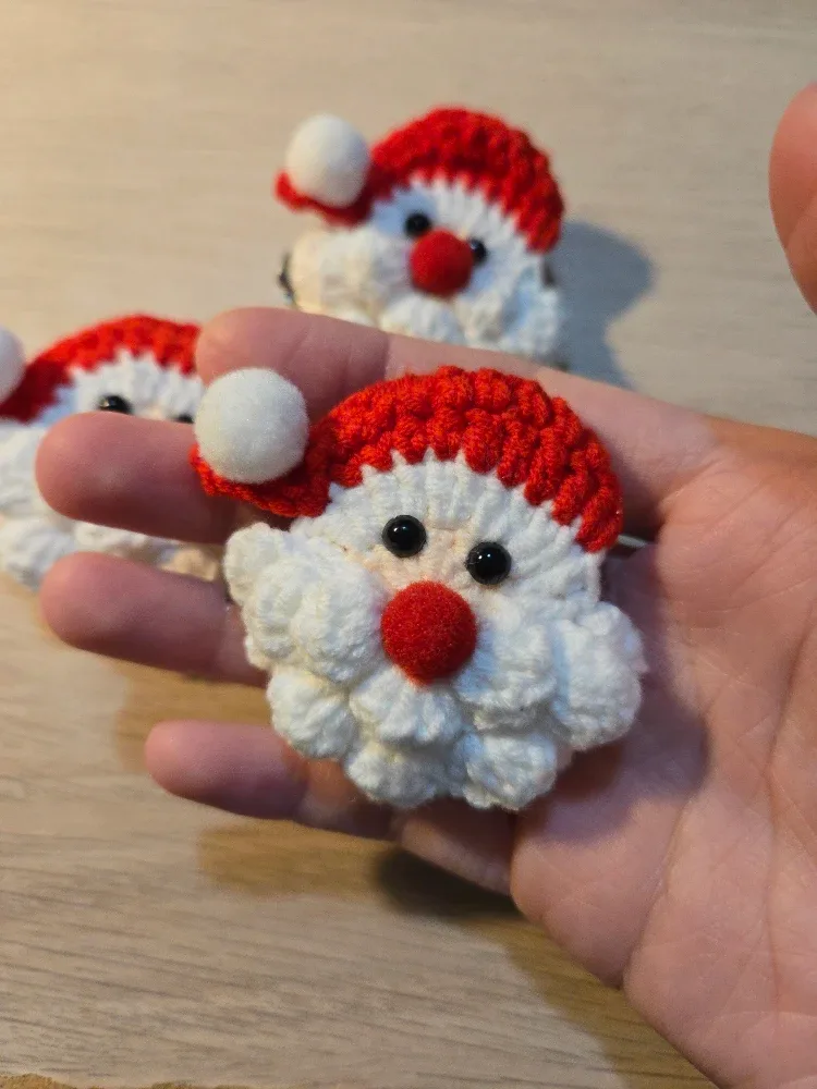 Handmade Crochet Santa Hair Clip / Brooch, Christmas gift
