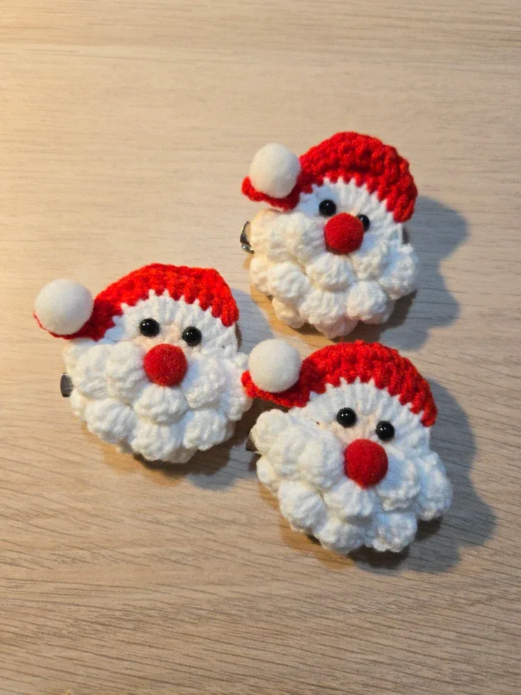 Handmade Crochet Santa Hair Clip / Brooch, Christmas gift image indicator(2)