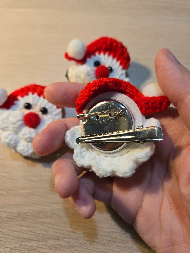 Handmade Crochet Santa Hair Clip / Brooch, Christmas gift image indicator(3)