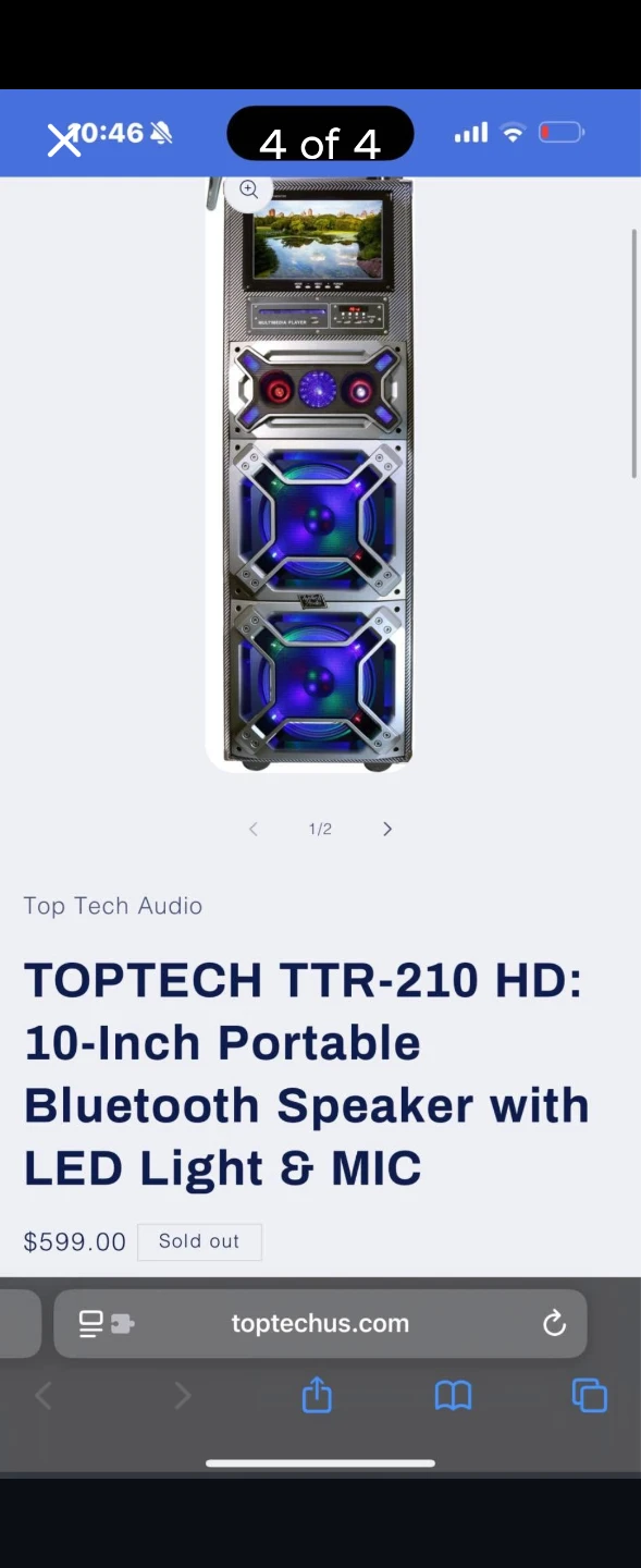 TOPTECH TTR-210 HD 10-Inch Portable Bluetooth Speaker - photo 2