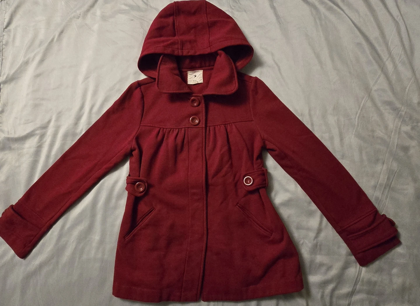 Forever 21 Red Hooded Pea Coat! - Size Women's Medium